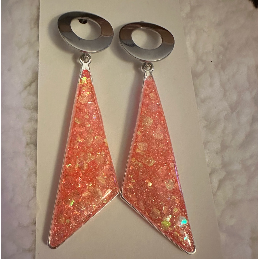 Handmade Coral marble Earrings